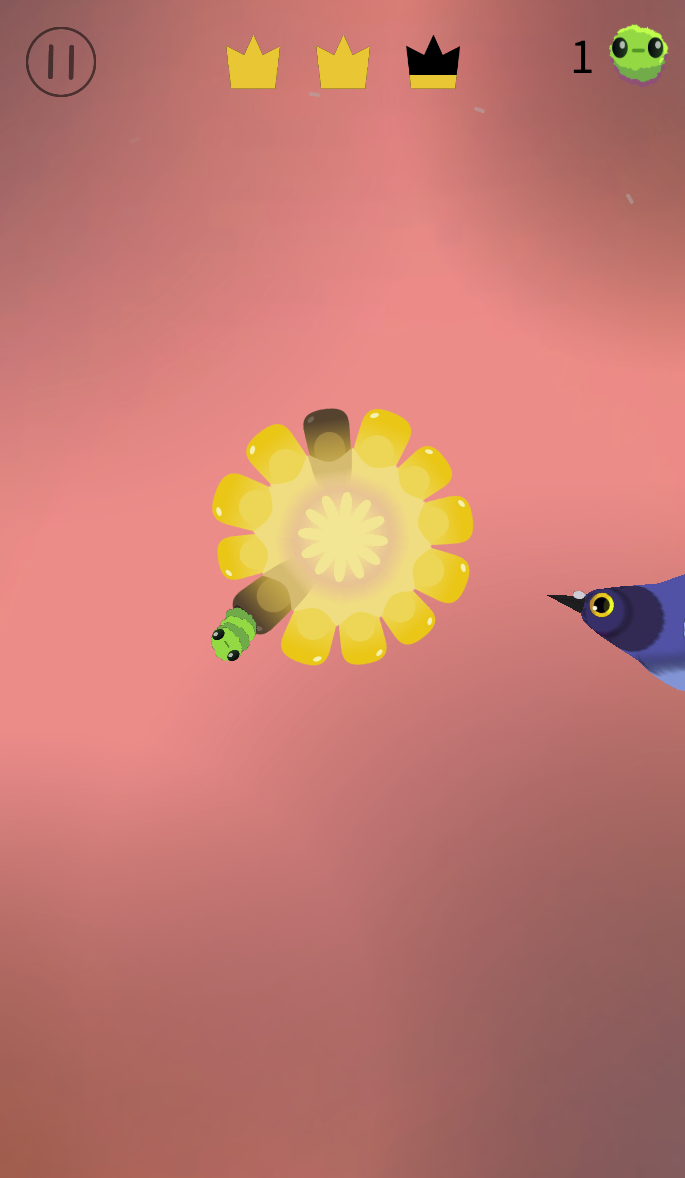 The bird faces a circular corn target with dark sections and crown indicators above. Compare the target position at each input instead of tapping without a cue.