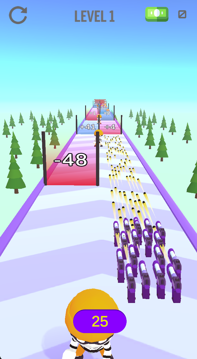 A -48 gate sits on the left of the route. Read the minus sign before moving the formation toward it.